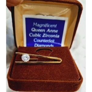 Vintage Queen Anne Collection Gold Tone Cubic Zirconia Brooch Jewelry Tweezers